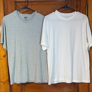 LL Bean and Lands End Gray and White Tshirt Bundle Size Medium